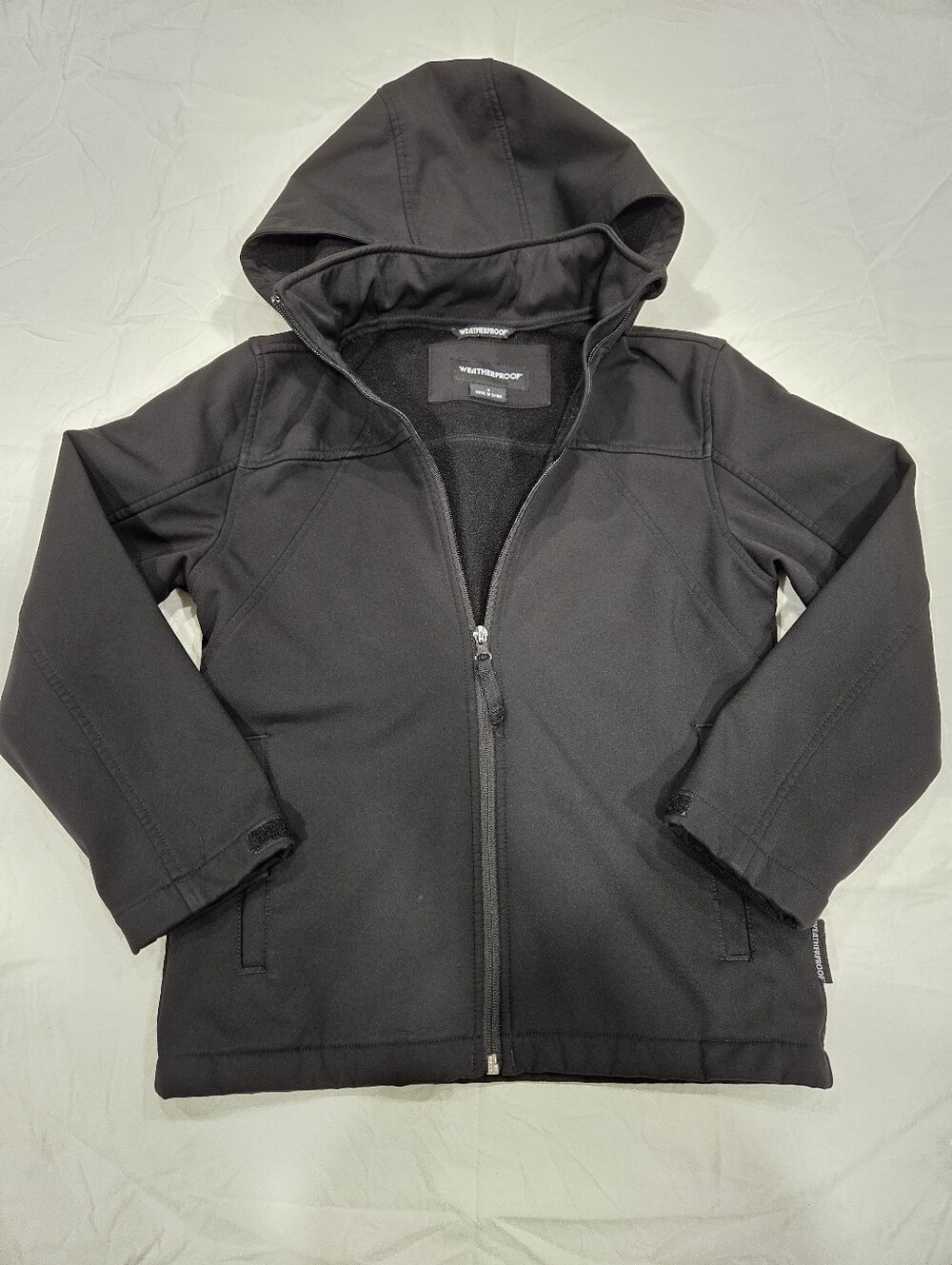 Weatherproof Youth Boy Full Zip Softshell Shell Jacket – Black, Size 8 (S)